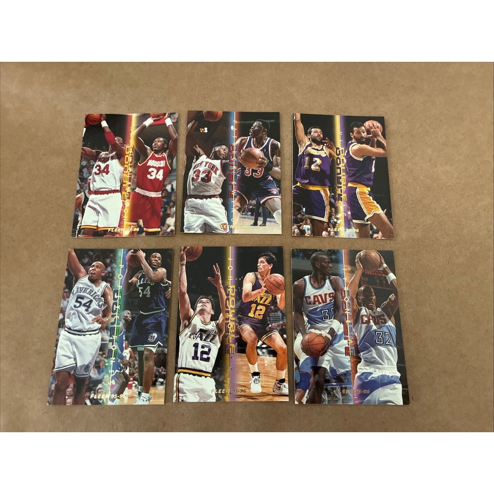 95-96‎ Fleer Double Double Insert 6 Card Lot Ewing Divac Olajuwon Stockton